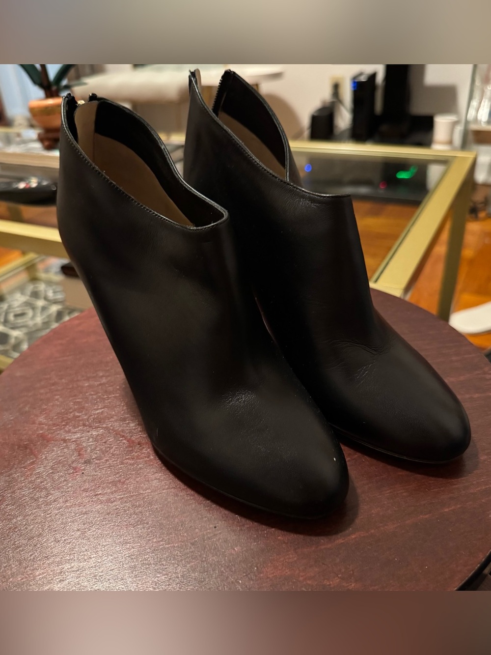 Jimmy Choo Black Leather V-Front Ankle Booties